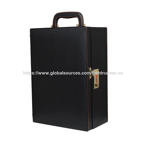 Caja de vino de madera portátil de alta calidad, personalizada de fábrica BSCI, caja de vino de cuero, caja de vino portátil, bar de vino personal para viajes