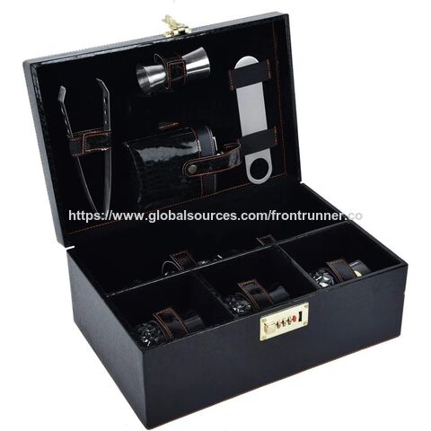 Caja de vino de madera portátil de alta calidad, personalizada de fábrica BSCI, caja de vino de cuero, caja de vino portátil, bar de vino personal para viajes