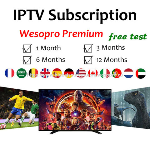 Wesopro Stale IPTV Subscription 12 months reseller panel with iptv m3u support free test for tv box and smart tv all devices