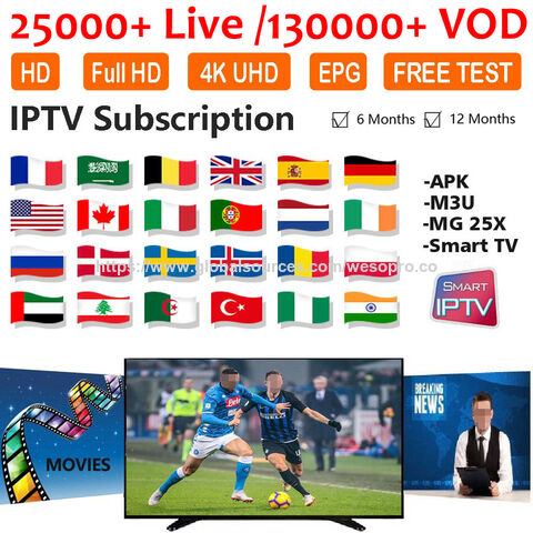 Wesopro Stale IPTV Subscription 12 months reseller panel with iptv m3u support free test for tv box and smart tv all devices