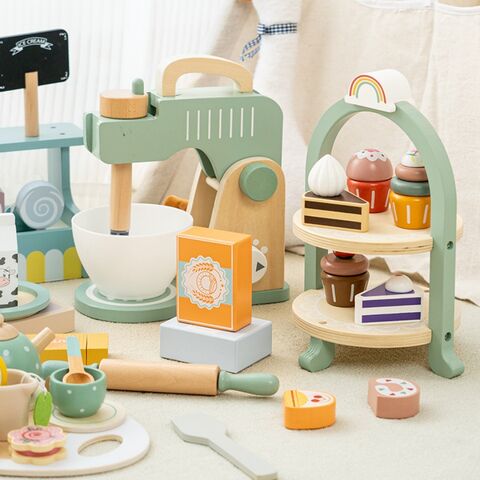 Juguetes educativos de madera para la primera infancia, pasteles de postre, juegos de té para jardín de infantes, juegos de casitas