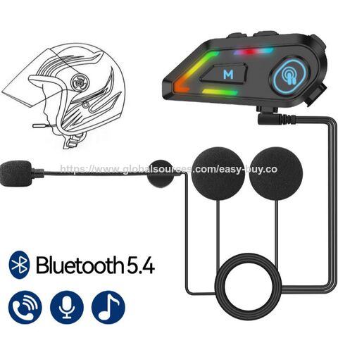 Headset Bluetooth para Capacete de Moto com Bateria de Longa Duração, Headset Integrado para Capacete Fechado de Moto com Graves