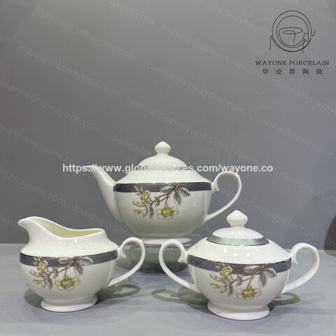 Açucareiros de porcelana fina premium por atacado, 300ml, pote de cerâmica com design clássico e elegante, próprios para máquina de lavar louça, micro-ondas e alimentos