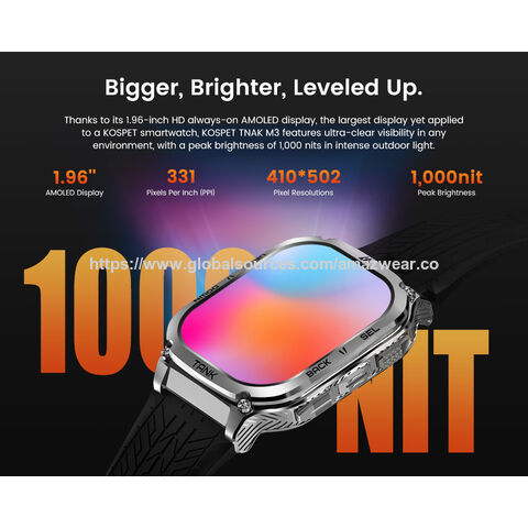 Reloj Inteligente Impermeable KOSPET TANK M3 de Fábrica, 480mAh, 5ATM e IP69K, Calidad con Seguimiento GPS, Pulsera Inteligente