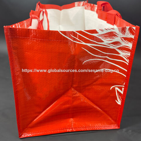 Bolsas de compra de tela tejida de PP personalizadas, bolso tejido duradero y ecológico de PP