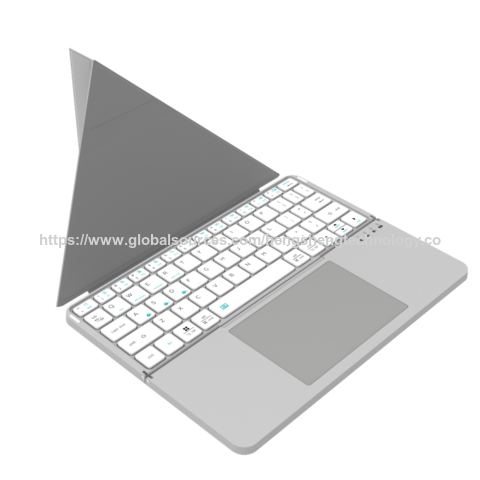 Tragbare Bluetooth 5.1 Tastatur mit Touchpad, Faltbares Design, Scissor-Switch-Tasten für verbessertes taktiles Feedback, PU-Leder