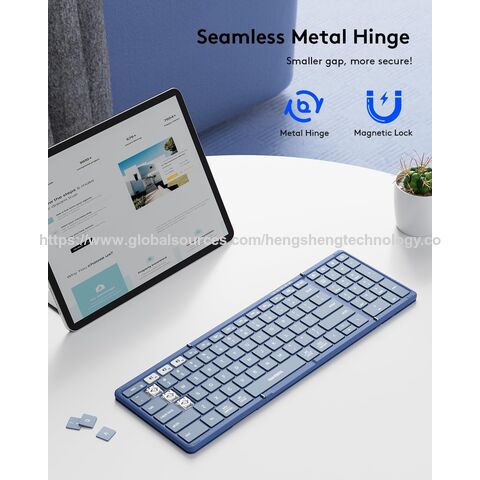 Faltbare Bluetooth-Tastatur mit Ziffernblock, kabelloses Full-Size-Falt-PU-Leder, tragbar für iOS Android Windows