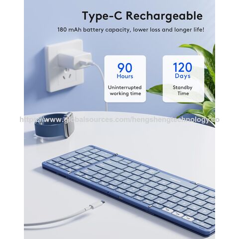 Faltbare Bluetooth-Tastatur mit Ziffernblock, kabelloses Full-Size-Falt-PU-Leder, tragbar für iOS Android Windows