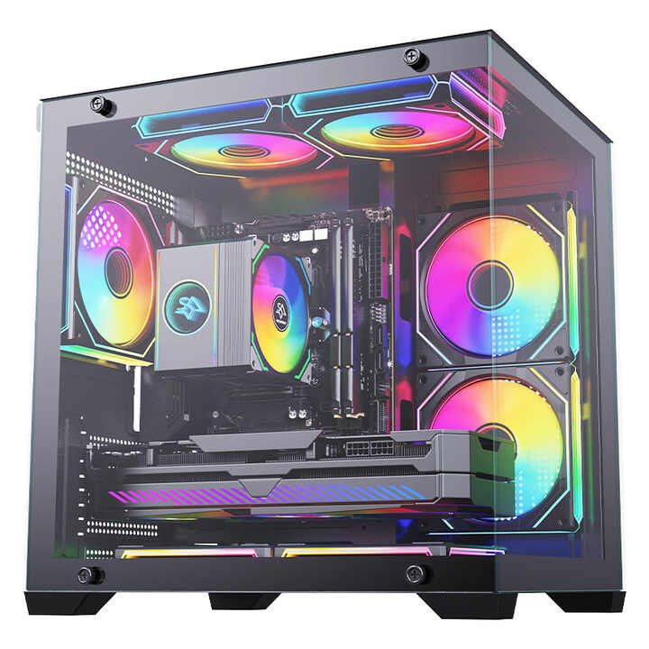 Gaming Desktop Micro Atx Mini Itx Pc Case Tempered Glass Side Window ...