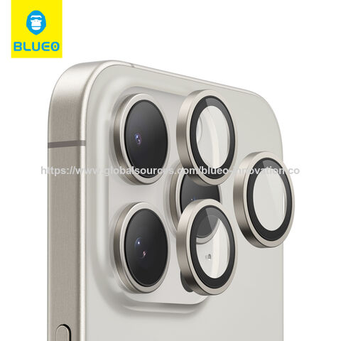 Protector de Lente de Cámara AR para iPhone 16 Pro Max BLUEO, Marco de Aleación de Titanio, Vidrio Templado Ultra Claro