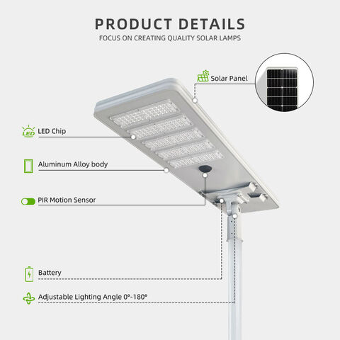 Fábrica de Fabricantes Solares 100W LED Luz de Calle Exterior Todo en Uno Distribuidor de Luz Solar