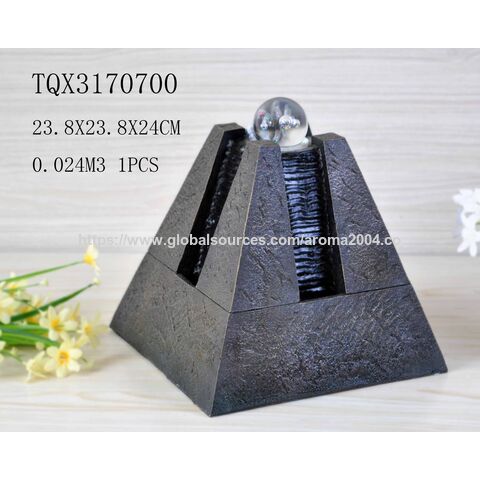 Supplier Pyramid rolling ball water fountain tabletop home decor with pump and ultrasonic mist maker