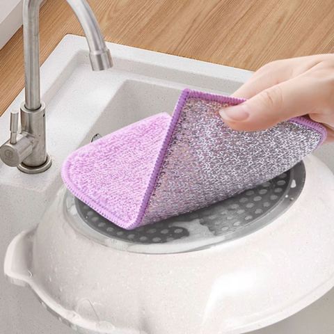 Esponja de limpieza colorida y barata, esponja para platos, viscosa de doble cara y doble efecto para limpieza de cocina