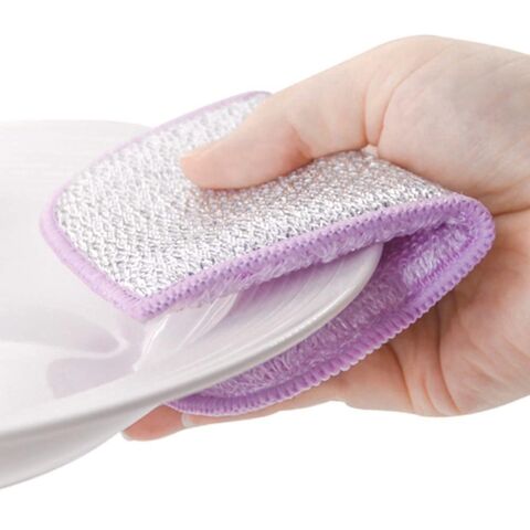 Esponja de limpieza colorida y barata, esponja para platos, viscosa de doble cara y doble efecto para limpieza de cocina