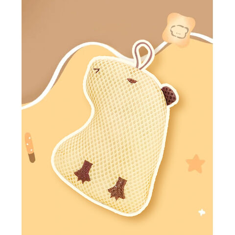 Loofah de bain Capybara de dessin animé bon marché, éponges exfoliantes, houppette pour le corps, éponge de bain pour la douche, soin doux de la peau pour la douche