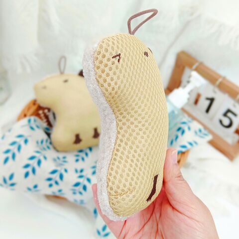 Loofah de bain Capybara de dessin animé bon marché, éponges exfoliantes, houppette pour le corps, éponge de bain pour la douche, soin doux de la peau pour la douche