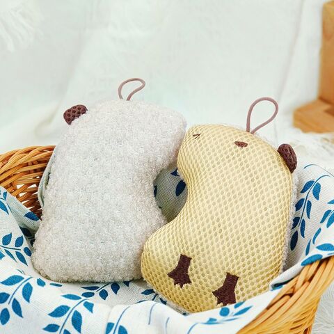 Loofah de bain Capybara de dessin animé bon marché, éponges exfoliantes, houppette pour le corps, éponge de bain pour la douche, soin doux de la peau pour la douche