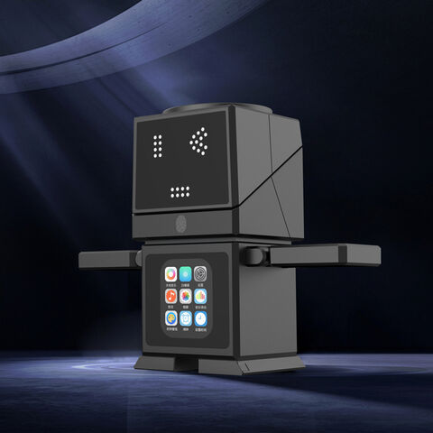 Qi2.2 25W Pengisi Daya Nirkabel Magnetik Cepat Robotik Kedatangan Baru dengan Layar Sentuh LCD Pintar, Foto dengan Speaker untuk iPhone, iWatch, Earbud