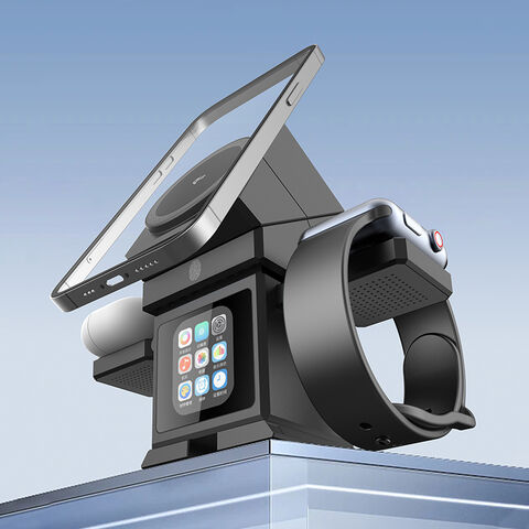 Qi2.2 25W Pengisi Daya Nirkabel Magnetik Cepat Robotik Kedatangan Baru dengan Layar Sentuh LCD Pintar, Foto dengan Speaker untuk iPhone, iWatch, Earbud