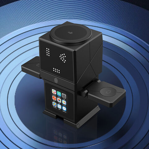 Qi2.2 25W Pengisi Daya Nirkabel Magnetik Cepat Robotik Kedatangan Baru dengan Layar Sentuh LCD Pintar, Foto dengan Speaker untuk iPhone, iWatch, Earbud