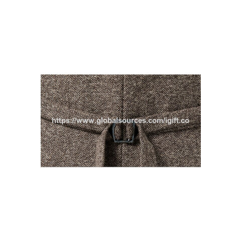 Chaleco de Traje para Hombre Ecológico, Mezcla de Lana, Corte Entallado, Gris, con Botones - Chalecos de Vestir para Negocios
