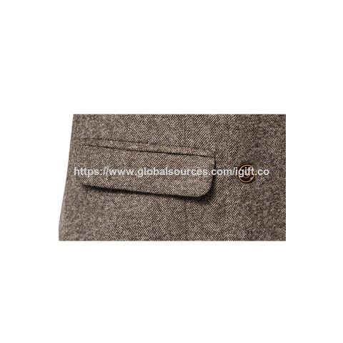 Chaleco de Traje para Hombre Ecológico, Mezcla de Lana, Corte Entallado, Gris, con Botones - Chalecos de Vestir para Negocios
