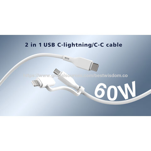 OEM y ODM, cable 2 en 1, USB C a C/MFi Lightning, diseño práctico fácil de usar y transportar. Soluciones de conectividad personalizadas para su negocio.