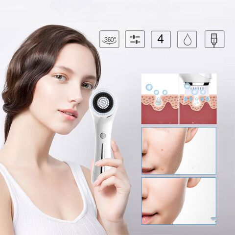 Electric 2-in-1 Silicone Cleanser LED Illuminated Blackhead Exfoliating Skin Tightening Face Brush Home Spa Care Cleansing Brush