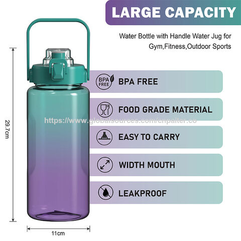 0,5-Gallonen-/64-oz-Trinkflasche aus Kunststoff mit Griff, auslaufsicher, BPA-frei, 2-Liter-Sportwasserkanne für Fitnessstudio und Outdoor-Sportarten
