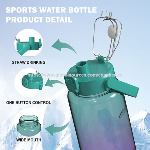 0,5-Gallonen-/64-oz-Trinkflasche aus Kunststoff mit Griff, auslaufsicher, BPA-frei, 2-Liter-Sportwasserkanne für Fitnessstudio und Outdoor-Sportarten