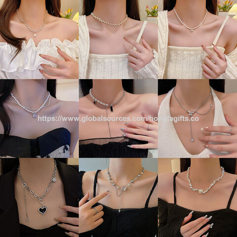 Ensemble Ras du Cou Cascade en Cuir d'Alliage - Collier Superposé Polyvalent pour Styles Avant-Gardistes