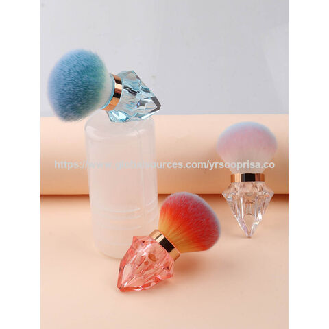 Grosse brosse à poussière pour ongles en diamant portable en gros, outil de nettoyage de poudre acrylique rose frisé, nouvelle arrivée, brosse de maquillage