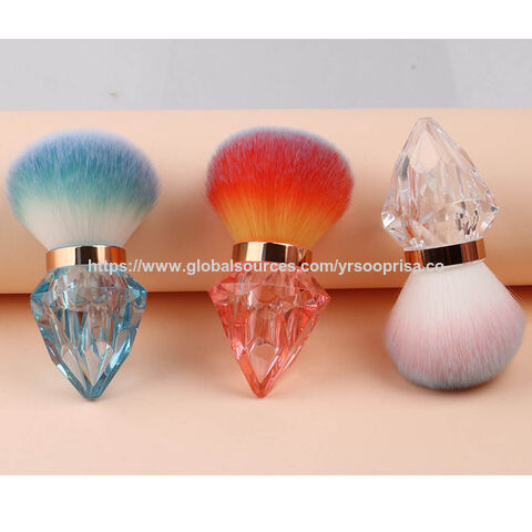 Grosse brosse à poussière pour ongles en diamant portable en gros, outil de nettoyage de poudre acrylique rose frisé, nouvelle arrivée, brosse de maquillage