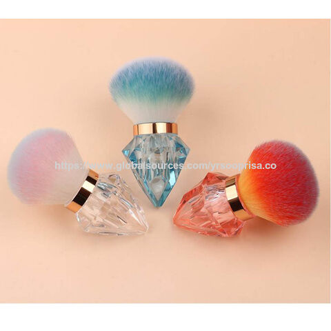 Grosse brosse à poussière pour ongles en diamant portable en gros, outil de nettoyage de poudre acrylique rose frisé, nouvelle arrivée, brosse de maquillage