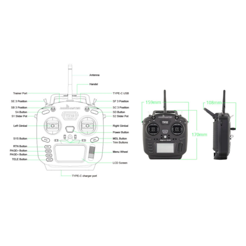 جهاز إرسال التحكم عن بعد RadioMaster TX12 MKII ELRS 16CH يدعم OPENTX و EDGETX لطائرة RC بدون طيار FPV UAV وملحقاتها