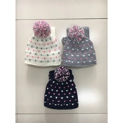 Gorros para niños decorados con pompón de color sólido