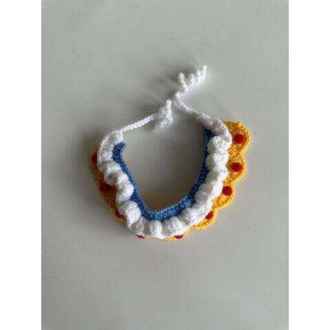 Collar tejido para perro y gato, accesorios para mascotas, flor de lana para el cuello, pajarita, toalla para la saliva del perro