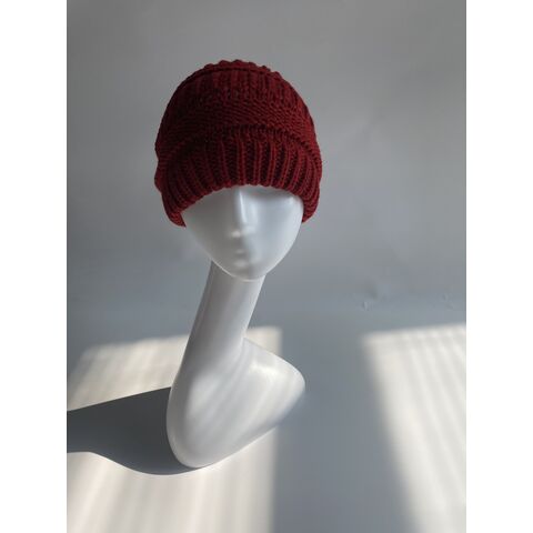 Modischer Damen Winter Acryl Multifunktions-Beanie mit Loch für Dutt und Pferdeschwanz