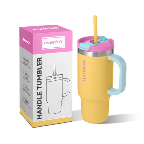 473 ml (16 oz) Doppelwandiger, vakuumisolierter Becher mit 2-in-1 Deckel und Griff