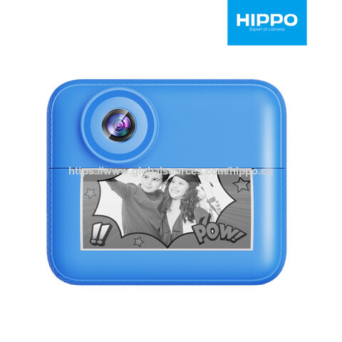 Kamera Cetak Instan Anak-Anak HIPPO dengan Game Bawaan, MP3, Mikrofon, Game Anak-Anak, Lensa Ganda, Layar IPS Besar 2.4 inci