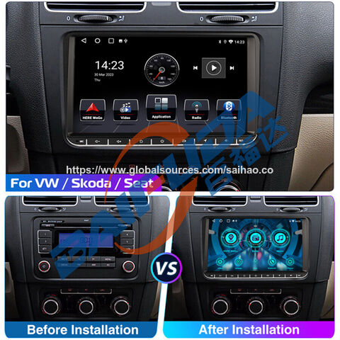 Radio Estéreo para Coche VW de 9 Pulgadas con CarPlay Inalámbrico y Android Auto, Doble DIN 2 de 9" con Pantalla Táctil IPS, GPS, SAT NAVI, FM RDS+ WIFI