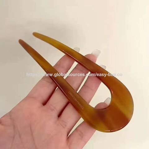 Barrettes en Acide Acétique en Forme de U, Barrettes Élégantes pour Chignon Femme, Accessoire de Cheveux Moderne et Simple