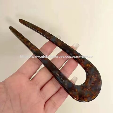 Barrettes en Acide Acétique en Forme de U, Barrettes Élégantes pour Chignon Femme, Accessoire de Cheveux Moderne et Simple