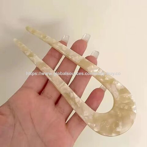 Barrettes en Acide Acétique en Forme de U, Barrettes Élégantes pour Chignon Femme, Accessoire de Cheveux Moderne et Simple