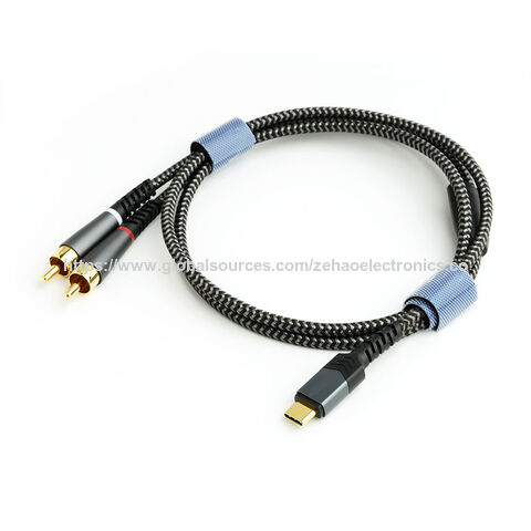 Cabo de Áudio USB-C para 2 RCA, Tipo-C para RCA Macho para Macho Divisor RCA Y, Cabo de Áudio USB-C para Jack 2RCA para Telefone, Tablet, Home Theater