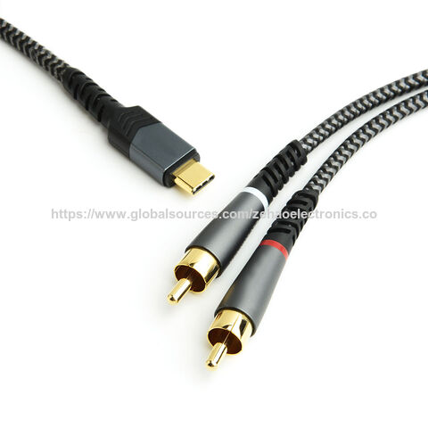 Cabo de Áudio USB-C para 2 RCA, Tipo-C para RCA Macho para Macho Divisor RCA Y, Cabo de Áudio USB-C para Jack 2RCA para Telefone, Tablet, Home Theater