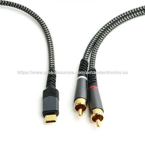 Cabo de Áudio USB-C para 2 RCA, Tipo-C para RCA Macho para Macho Divisor RCA Y, Cabo de Áudio USB-C para Jack 2RCA para Telefone, Tablet, Home Theater