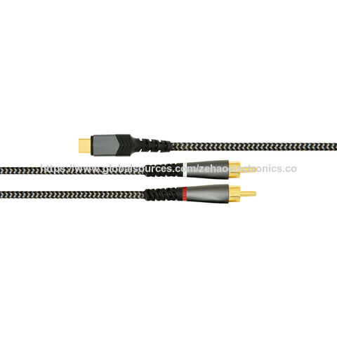Cabo de Áudio USB-C para 2 RCA, Tipo-C para RCA Macho para Macho Divisor RCA Y, Cabo de Áudio USB-C para Jack 2RCA para Telefone, Tablet, Home Theater