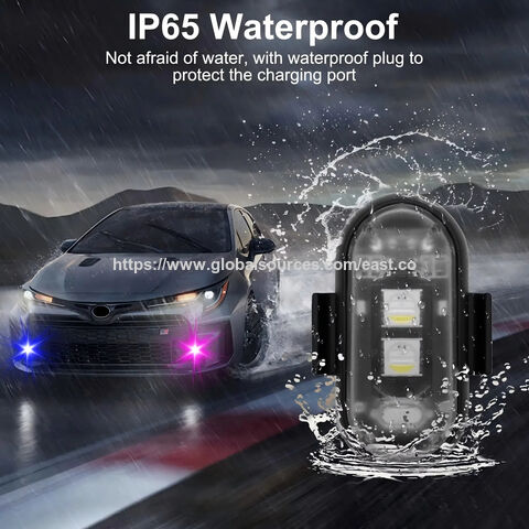Conjunto de 6 luzes estroboscópicas LED sem fio com controle remoto, 8 cores, carregamento USB, à prova d'água para carro, motocicleta, drone, aeronave, bicicleta.