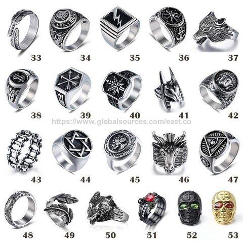 Heißer Verkauf Großhandel Punk Hollow Schädel Legierung Silber Ringe für Männer Halloween Dekoration Batch Fingerring für Männer Gothic Rock